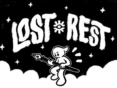 Lost Rest Header character design drawing hand drawn hand drawn type hand lettered hand lettering header illustration ink drawing mascot procreate web design