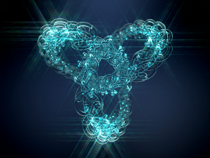 Recursive Trefoil Knot 3d animation blender bling blue cycles gif glass knot mograph trefoil