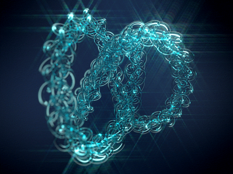 Recursive Trefoil Knot - Another Perspective 3d alternate animation blender bling blue cycles gif glass knot mograph trefoil