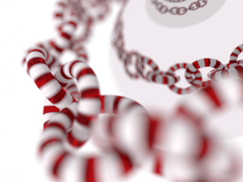 Candy Links - Peppermint Variant ambient occlusion animation blender candy cycles depth of field gif glass mirror peppermint red and white reflection