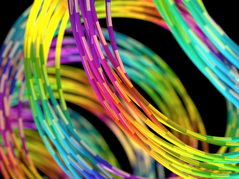 Lorenz Distractors: Rainbow Variant + 4K Wallpaper 3d animation blender curves cycles distraction gif mograph rainbow spiral wires