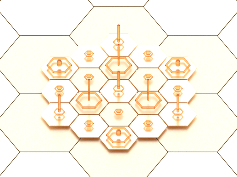 Hexagonal Hard Candy Revisited - 23 3d animation blender cycles gif glass glossy gold hexagonal hexagons honey mograph