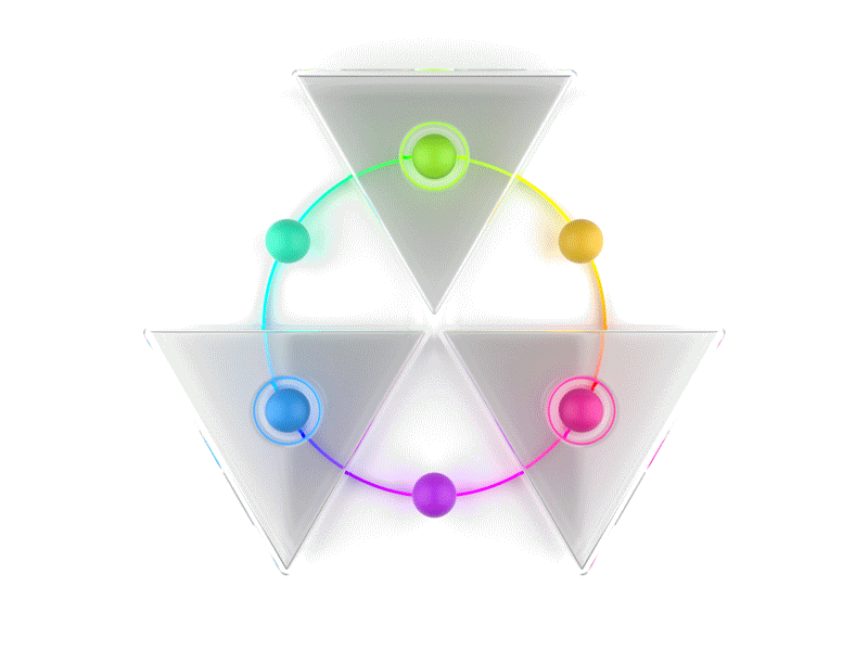 Flopping Triangles Revisited - RAINBOW! 3d animation blender cycles gif glass mograph radial symmetry rainbow spheres triangles