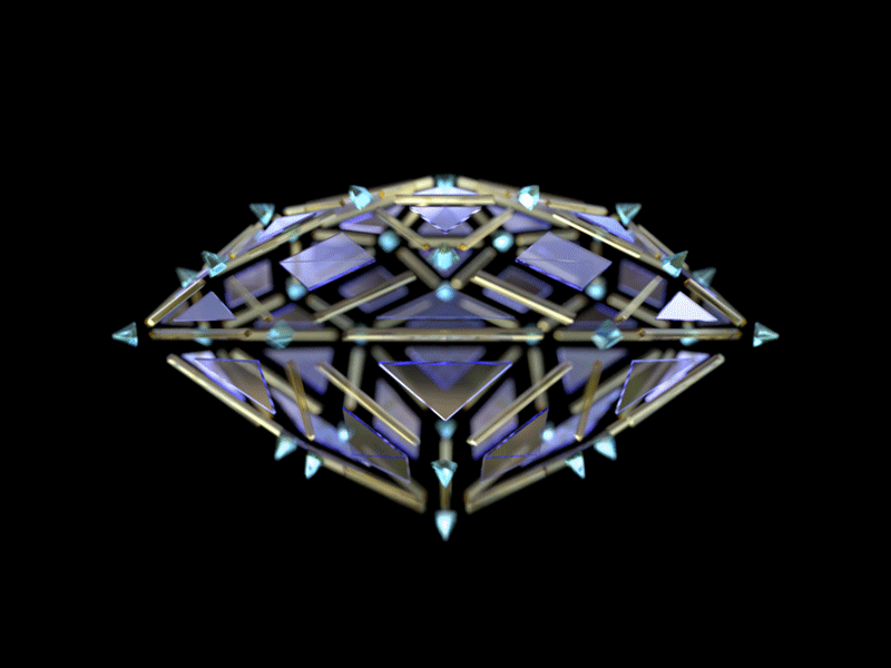Wireframe Diamond - Dark 3d animation animation nodes blender cycles diamond gif glass glossy hdri mograph triangle