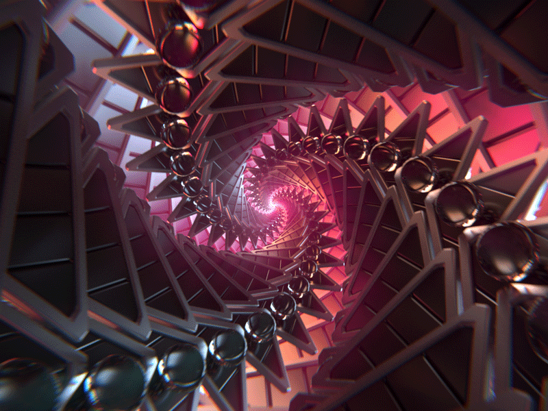 Crusader Arts "Red Room" Tribute + 4K Wallpaper 3d animation blender cycles gif glass metal mograph pink purple spiral triangles