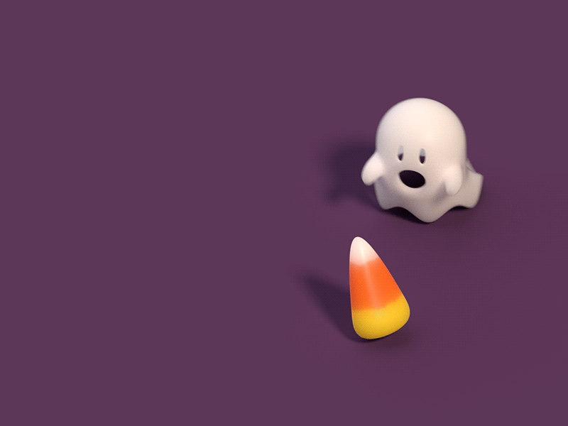 Ghost Wants Candy Corn 3d animation blender candy corn cute cycles ghost gif mograph plastic purple