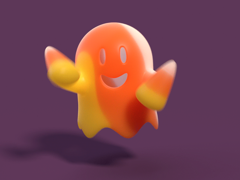 Ghost Wins At Candy Corn 3d animation blender candy corn cute cycles ghost gif mograph plastic purple