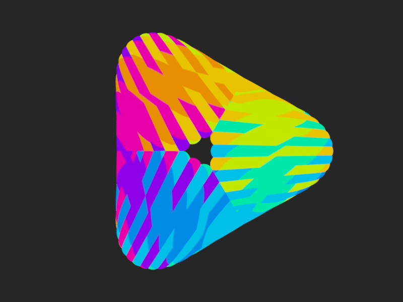 Phase 0: Triangle - Rainbow Torus Spirals ( 2 / 7 ) 3d animation animation nodes blender flrndlooij gif maths mograph rainbow rainbows solid shading