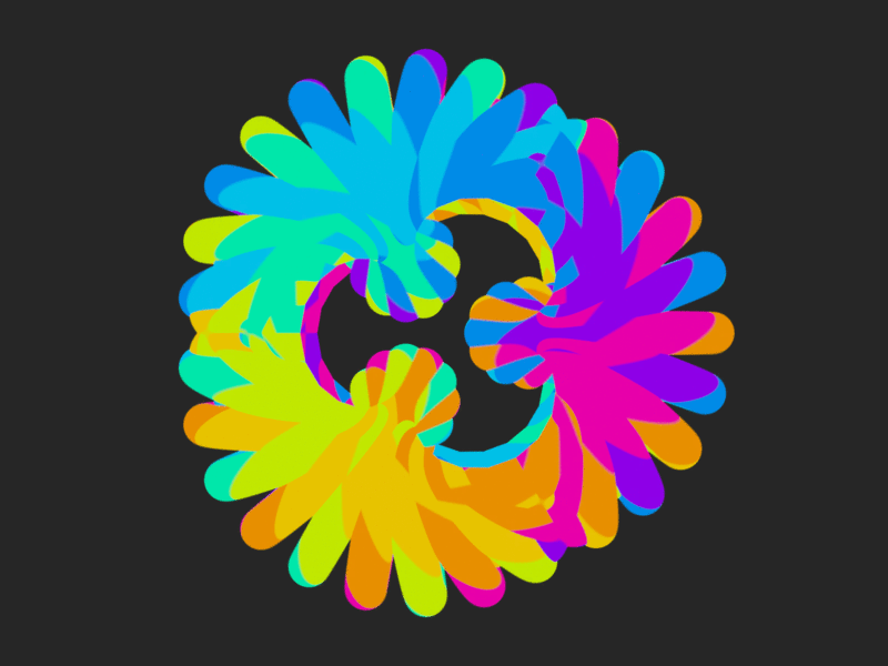 Phase 3: SQUIDS! - Rainbow Torus Spirals ( 5 / 7 ) 3d animation animation nodes blender flrndlooij gif maths mograph rainbow rainbows solid shading