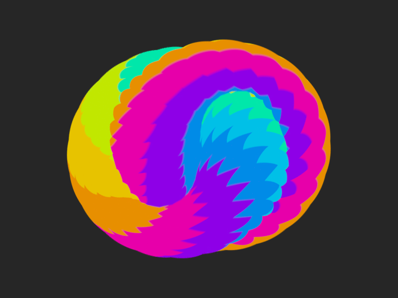 Rainbow Dragon Ferrets - Rainbow Torus Spirals ( 7 / 7 ) 3d animation animation nodes blender ferrets flrndlooij gif maths mograph rainbow rainbows solid shading