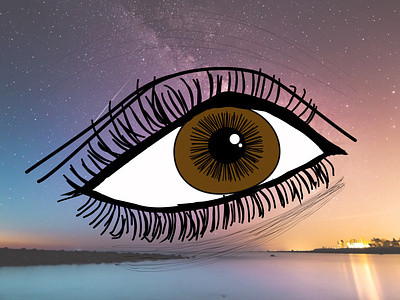 Eye of the sea abstract brown eye design eye graphic design illustration lake sea sky sunset