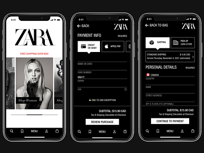 Daily UI 002: Checkout (Redesign) checkout checkout page credit card design design challenge figma heuristics inspo mobile app pay payment redesign zara