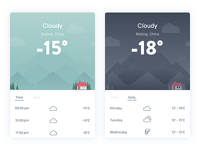 cloudy day app，weather illustration interface ios rainy seasons snow timeline ui