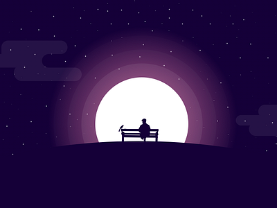 Enjoy the quiet night a birds illustration man