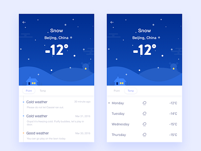 Poof ／Weather app，weather illustration interface ios rainy seasons snow timeline ui