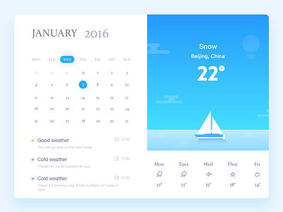 Web／Poof ／Weather illustration interface rainy seasons timeline ui weather web