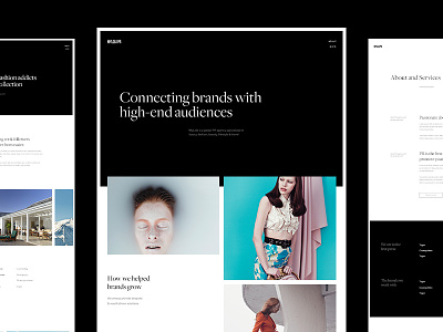 Website for MyLola, a global PR agency black clean heed luxury minimal simple typography web website white
