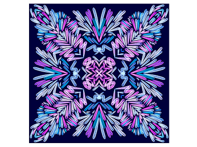Blue and pink snowflake pattern abstraction border decor design illustration ornament packaging pattern