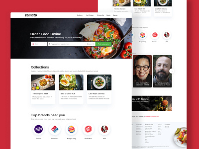 Zomato concept web home page clean design foodwebsite interface minimal search ui ux web webdesign website