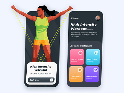 T55 Fitness App app cards design digitalart feed fitness gradients illustration ios ipad minimal mobile procreate ui ux