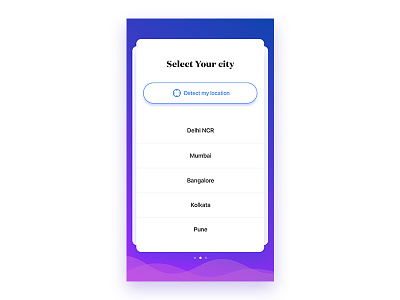 City selection card during onboarding