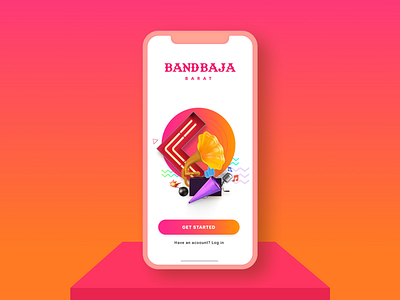 Bandbaja barat 3d art design graphic homepage ios login on boarding splash ui ux