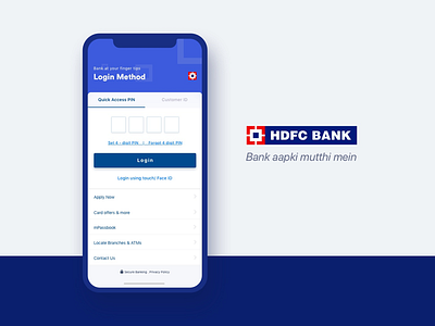 HDFC Bank app login screen app application bank banking finance hdfc login mobile money on boarding ui ux