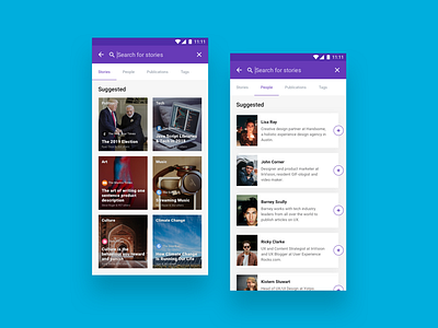 Search android article cards design feed material design minimal reading app search search engine stories