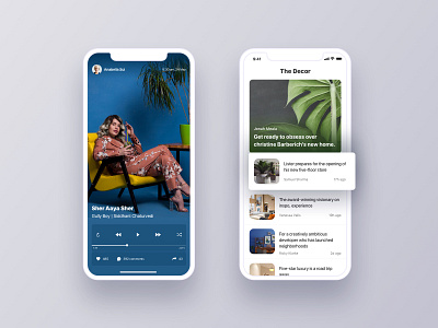 Video Player & article page android app application article cards design feed home interface interior ios iphonex minimal mobile play search stories ui ux video player