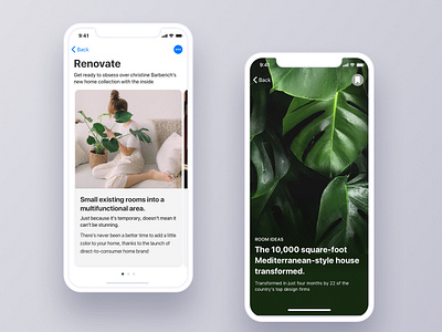 Home decor app android articles cards decor design feed fullscreen furniture home interface interior ios minimal scroll search stories ui uikit ux web