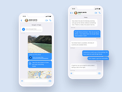 ios Messaging UI android app application bot cards chat design feed ios messaging messenger mobile photos search ui ux