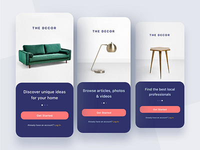 The decor, Lifestyle app app article cards city design exploration feed interface login onboarding search signup stories ui ux vidoe