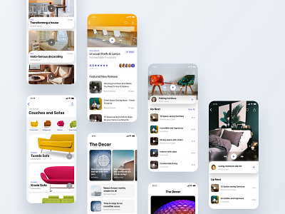 The Decor, Lifestyle UI Kit. android cards feed interior ios listing musicplayer payments scuccess search ui ui design ui8 uikit ux video