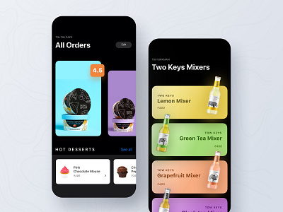 Food app app blackui cards feed food foodorder interface ios mobile search ui ux