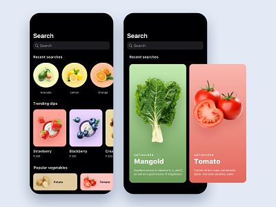 Food and drinks app app cards design drinks ecommerce feed food health app ios mobile search ui ux