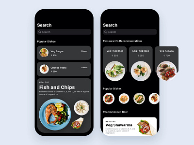 Food and drinks app app application cards design feed food food and drink foodie ios ios13 mobile search ui ux