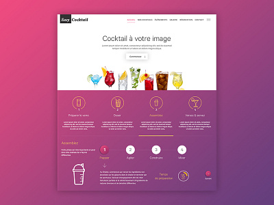 Concept Website Easy Cocktail cocktail concept design easy flat fuchsia purple webdesign website