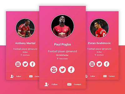 Card Football Player - Manchester United app card design football manchester player red