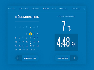 Daily Ui / Calendar app blue calendar card daily dailyui paris time ui weather