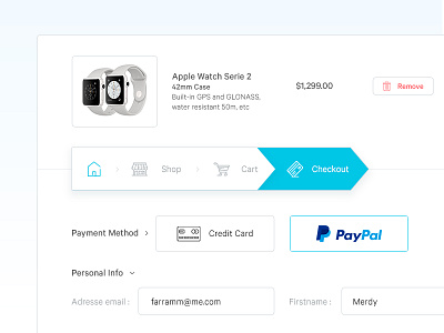 Checkout Process Page apple watch breadcrumbs card checkout clean navigation payment paypal process purshase ui website