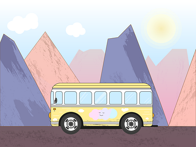 Bus trip adobe illustrator art flat graphic design illustration vector