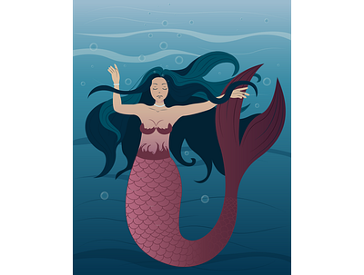 Mermaid adobe illustrator art flat graphic design illustration mermaid vector vector illustration