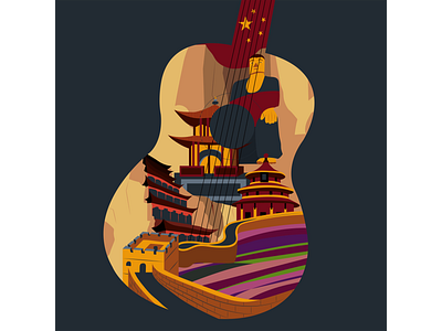 Guitar adobe illustrator art china flat graphic design guitar illustration vector vectorillustration