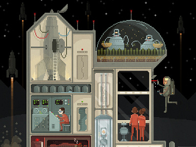 Scene #02: 'Moon Base' art base digital illustration moon pixelart pixelshuh sci fi space videogames