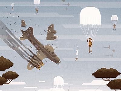 Scene #03: 'How I Met Your Grandfather' airplane art digital illustration pixelart pixelshuh videogames ww2