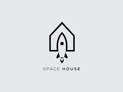 space house / rocket house logo house logo logo logo design minimal logo negative space logo rocket house logo rocket logo space house logo space logo