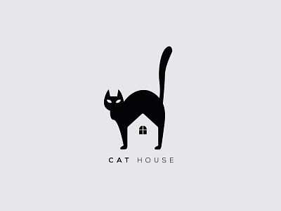Cat House negative space logo design