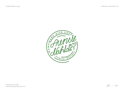 Auntie Nahid's amirahmadfaraji branding canada circle design designer farajidesign graphic graphic design green homemade illustration lines logo logo design logo designer sweet typography us vector