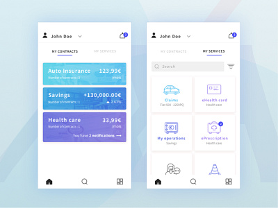 MyAXA app redesign axa cards colors design insurance myaxa services ui