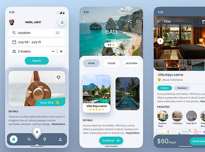 Vacation Mobile App app design figma ui ux